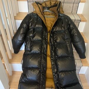Yves Salomon Black and Brown Puffer Coat